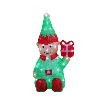 Acrylic Christmas Elf with Giftbox