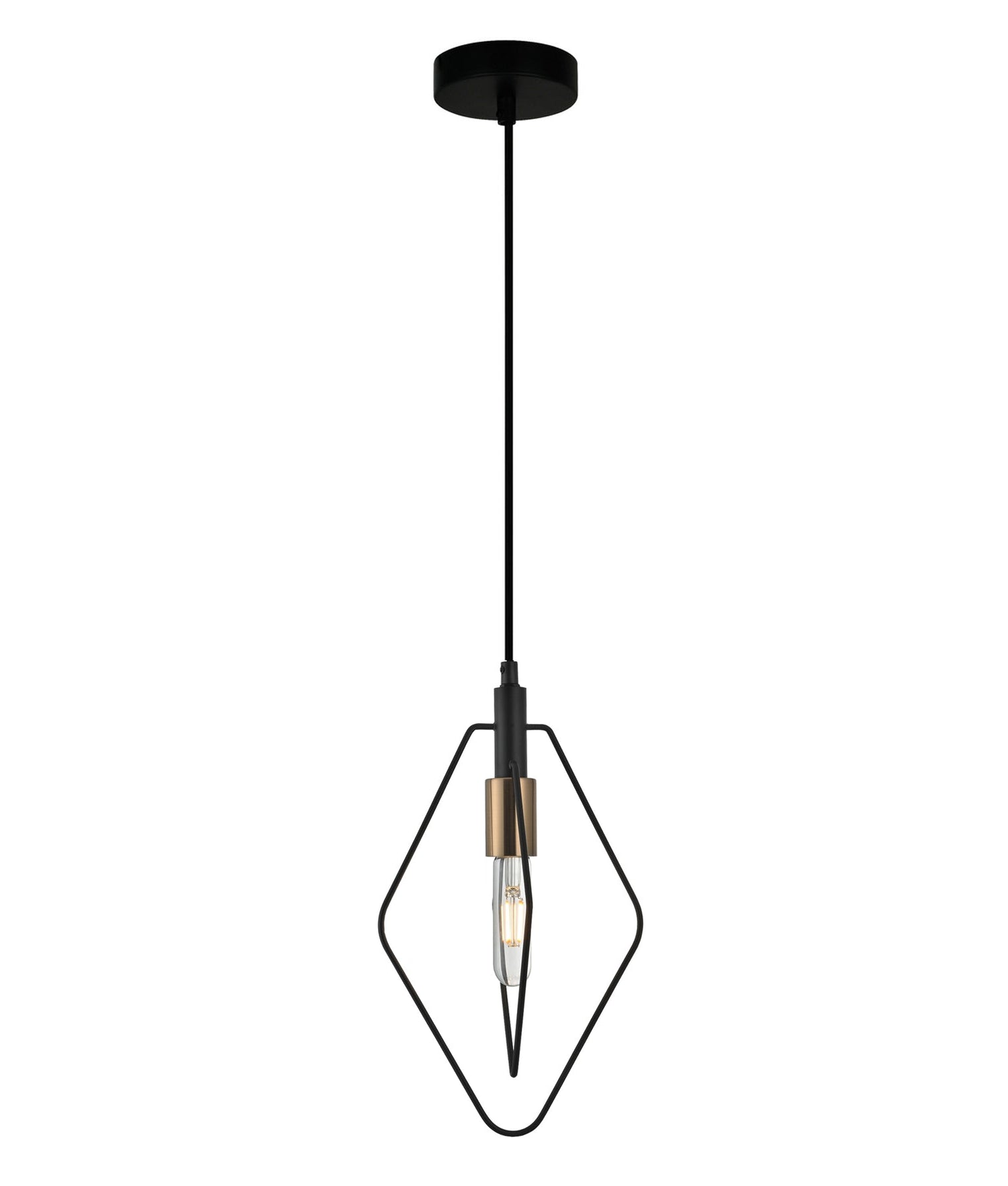 Contour Diamond Shape Pendant Light Black