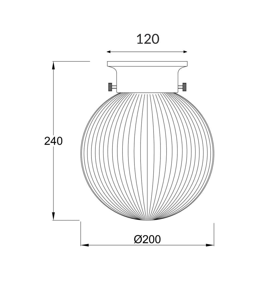 DIY Batten Fix Spherical Ribbed Shape Large Clear/Black