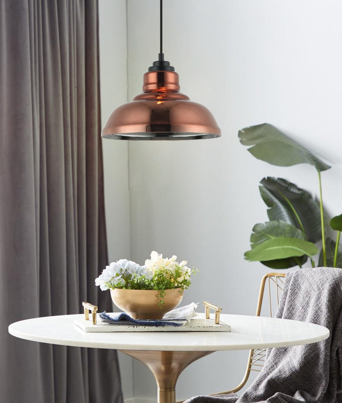 Lamina Retro Dome Glass Pendant Light Copper