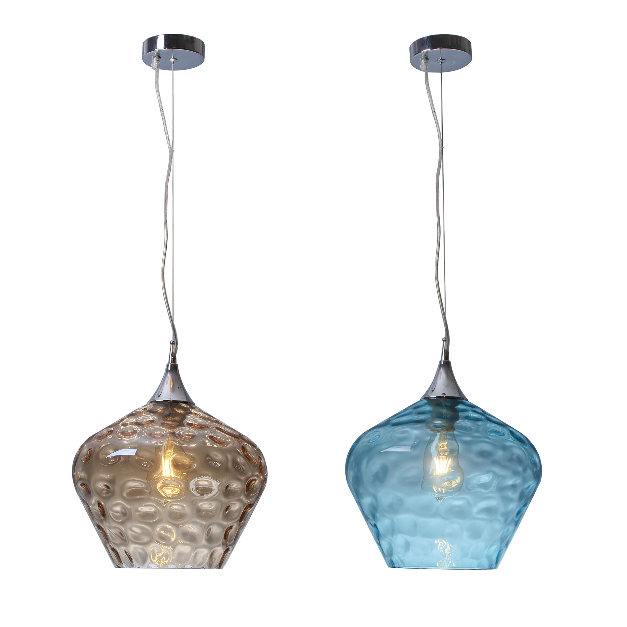 Zyla Glass Pendant Light - Blue/Amber