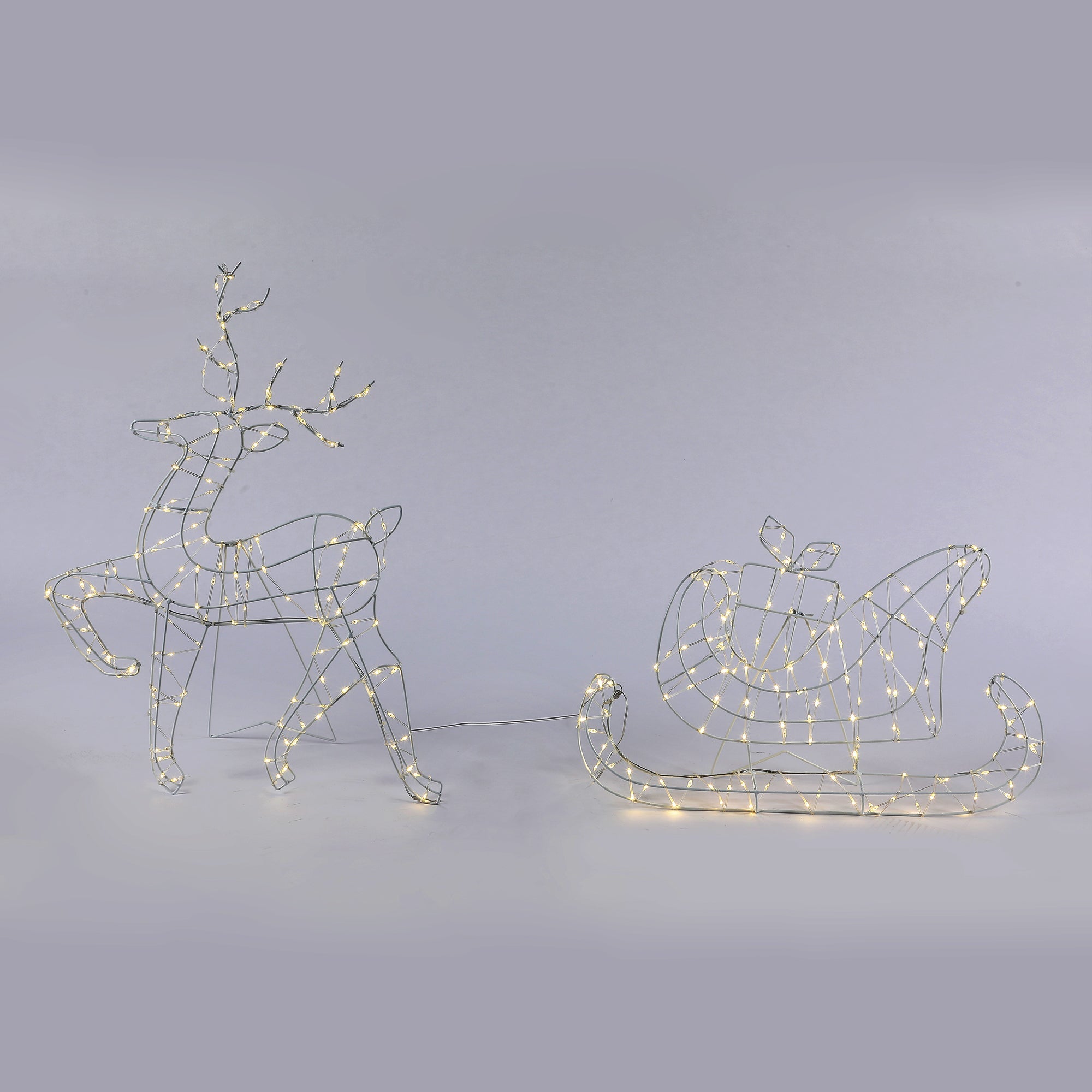 LED Pre-Lit Reindeer with Sleigh