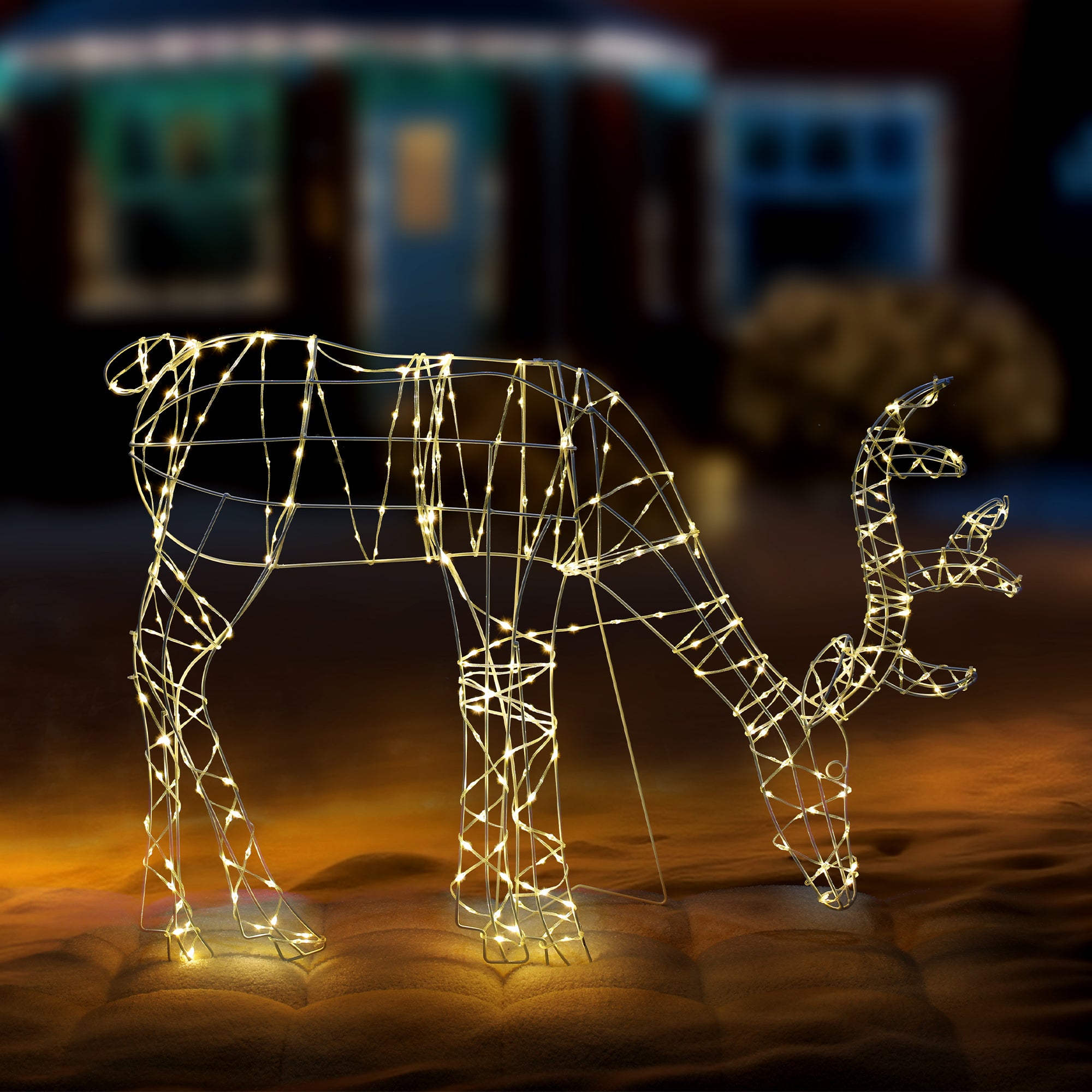 LED Pre-Lit Feeding Reindeer