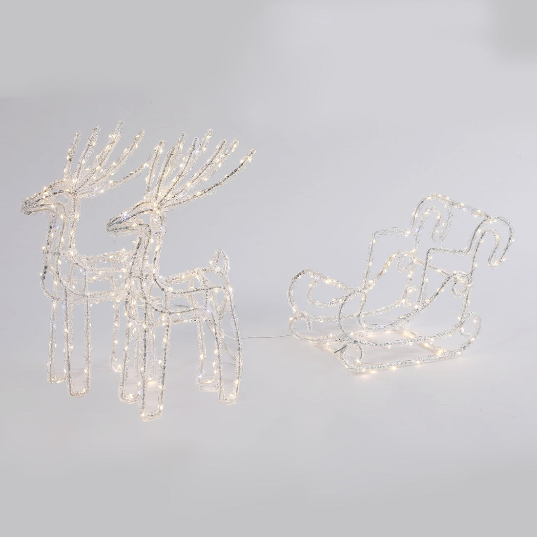 LED Pre-Lit Acrylic Two Reindeer with Sleigh