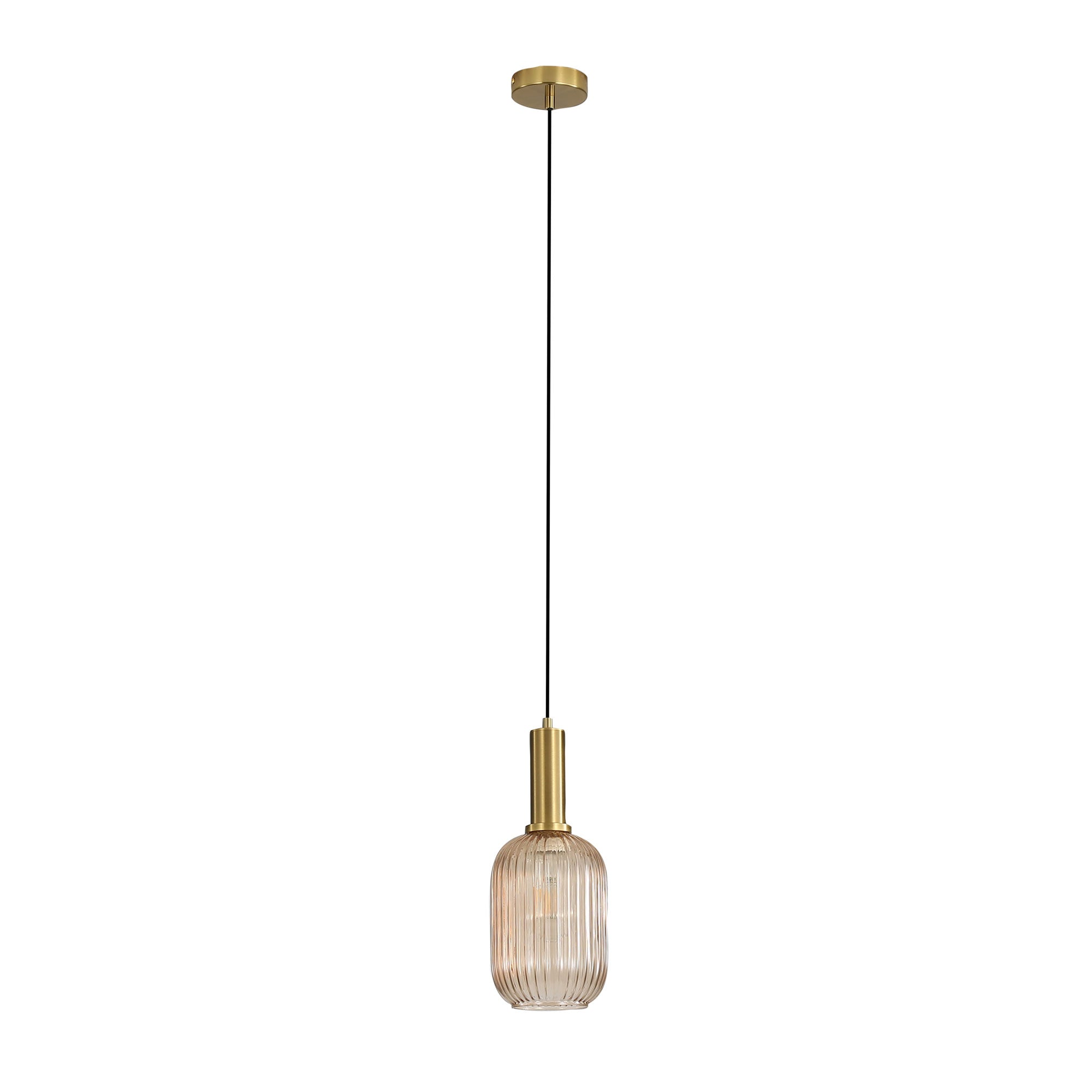 Luxe 130 Ribbed Glass Pendant Light Amber