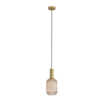 Luxe 130 Ribbed Glass Pendant Light Amber