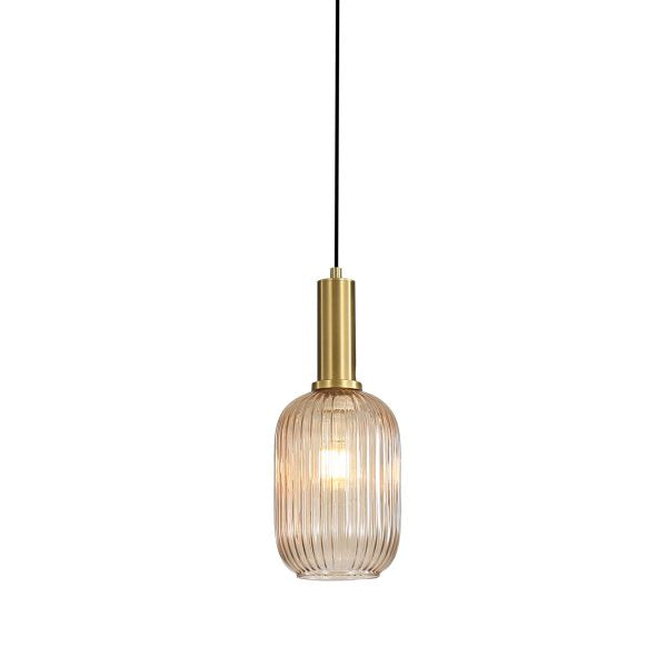 Luxe 130 Ribbed Glass Pendant Light Amber