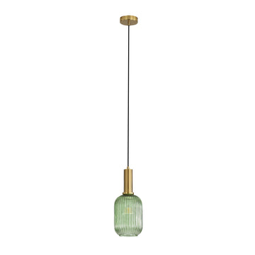 Luxe 130 Ribbed Glass Pendant Light Green