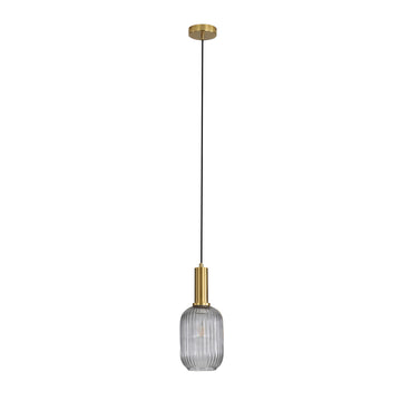 Luxe 130 Ribbed Glass Pendant Light Smoke