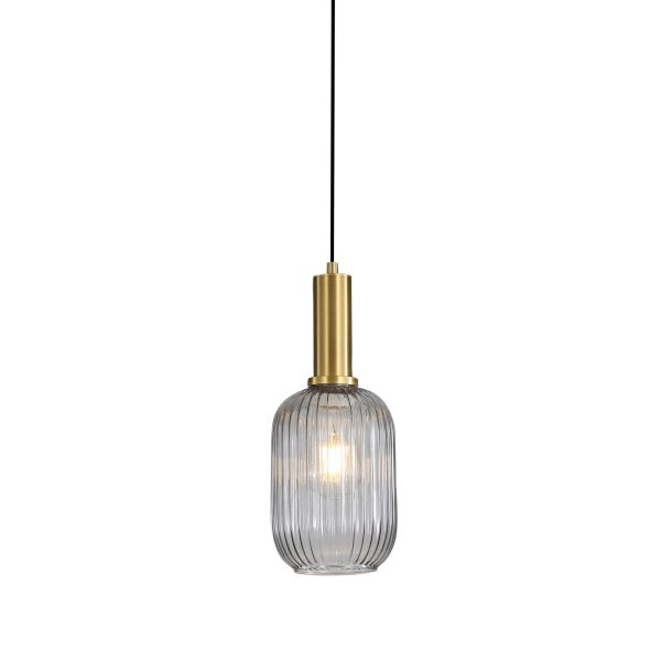 Luxe 130 Ribbed Glass Pendant Light Smoke