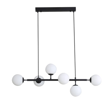 Eva 6 Light Opal Glass Pendant Light Black