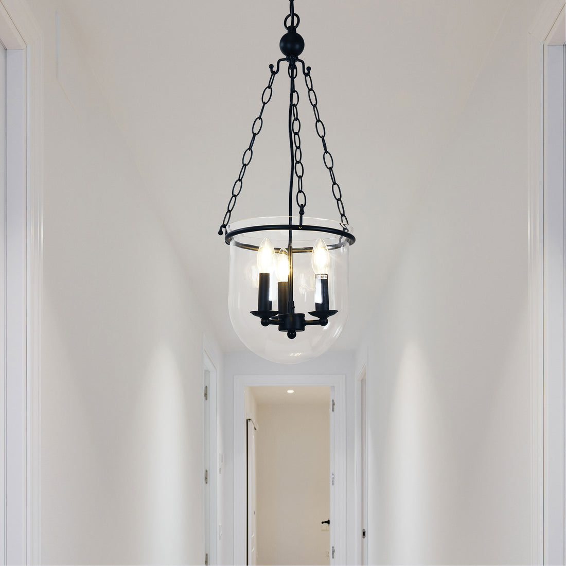 Weston Traditional Glass Pendant Light Black