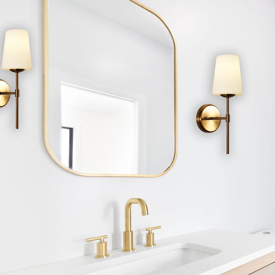 Kinbury Glass Wall Light Satin Brass