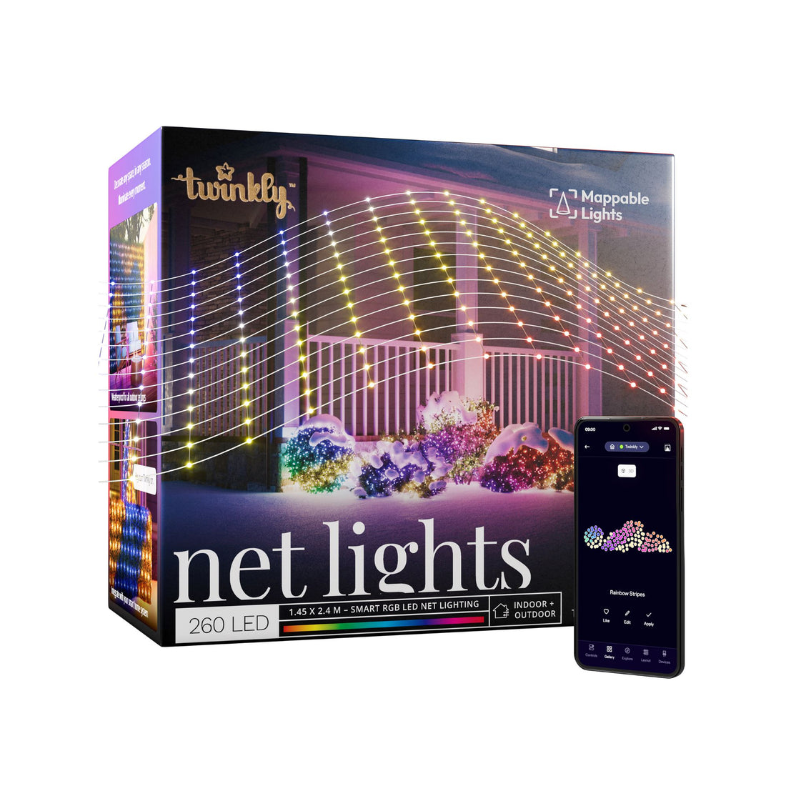 Twinkly 260 LED Net Light AU Plug Clear Wire Pearl Shape - RGB