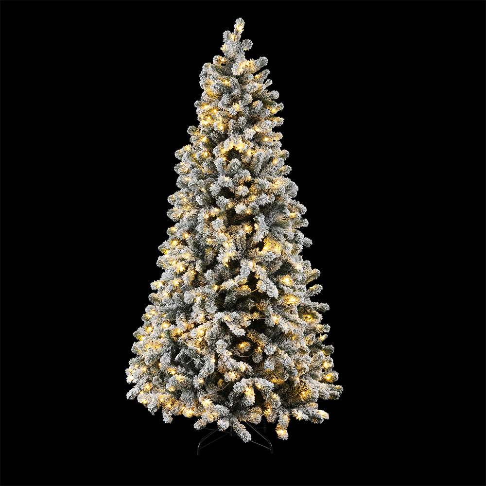 Christmas Tree 2.1m Snow Flocked LED Xmas Decoration 8 Light Modes