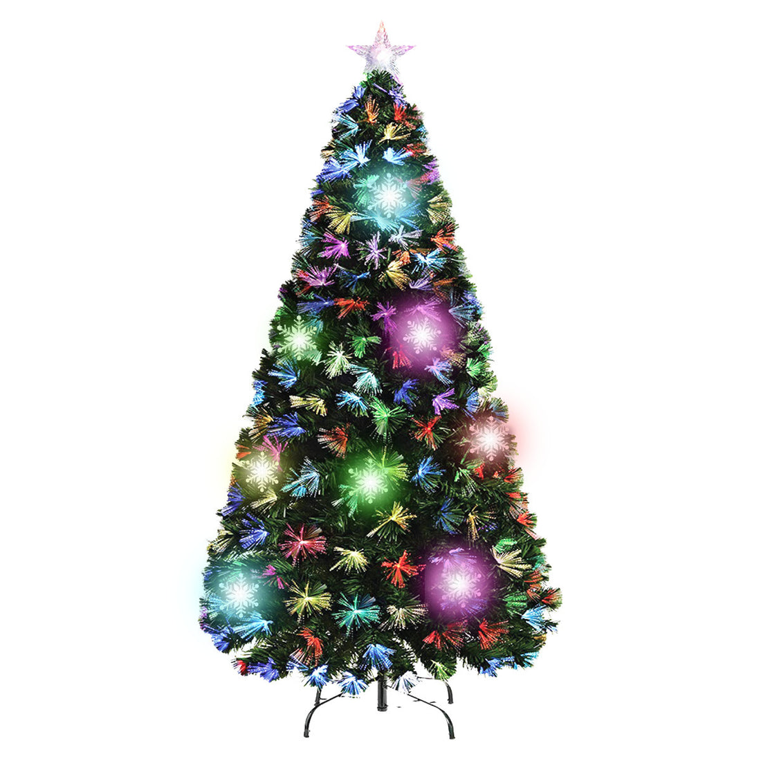 Christmas By Sas 1.5m Fibre Optic/LED Christmas Tree 165 Tips Multicolour Star & Ornaments