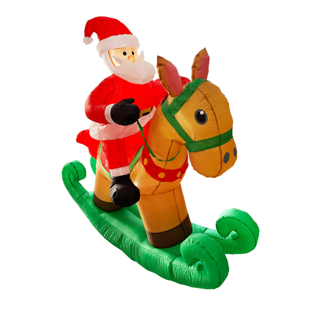 Christmas By Sas 1.8m Self Inflatable LED Santa On Rocking Horse