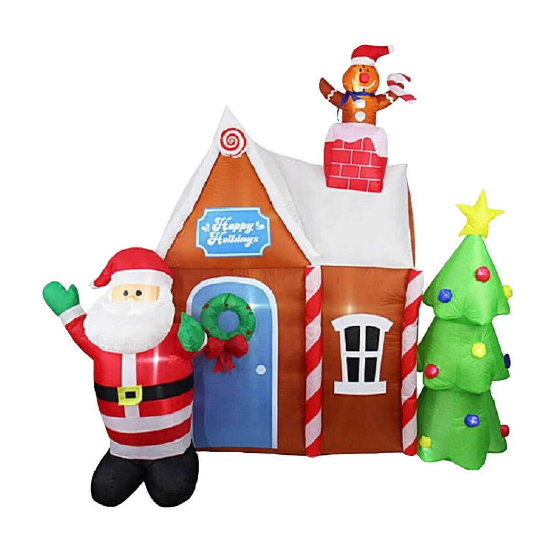 Christmas By Sas 2.2m Gingerbread House & Santa Self Inflating LED Lights