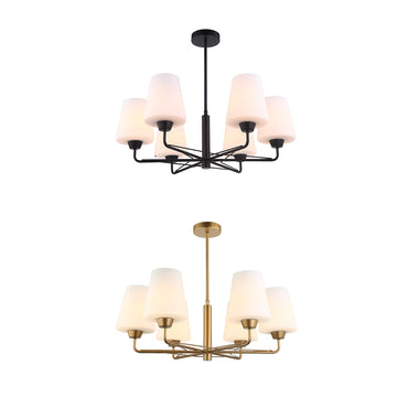 ABBEY Matt Black/Gold with Opal Glass Pendant Light