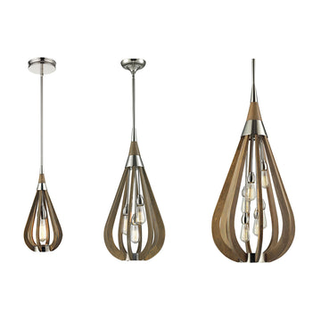 BONITO Taupe Wood Tear Drop Pendant Light