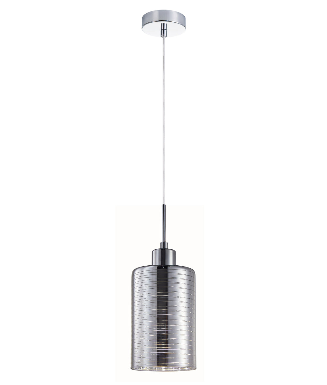 ESPEJO1 Interior Iron & Chrome Glass with Line Effect Oblong Pendant Light- 1 lit