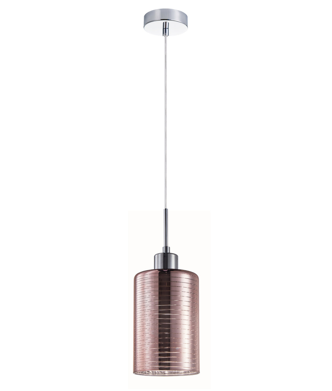 ESPEJO2 Interior Iron & Rose Gold Glass with Line Effect Oblong Pendant Light- 1 lit