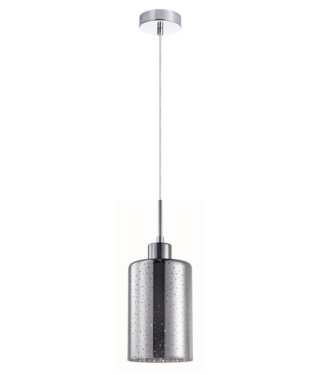 ESPEJO3 Interior Iron & Chrome Glass with Dotted Effect Oblong Pendant Light- 1 lit