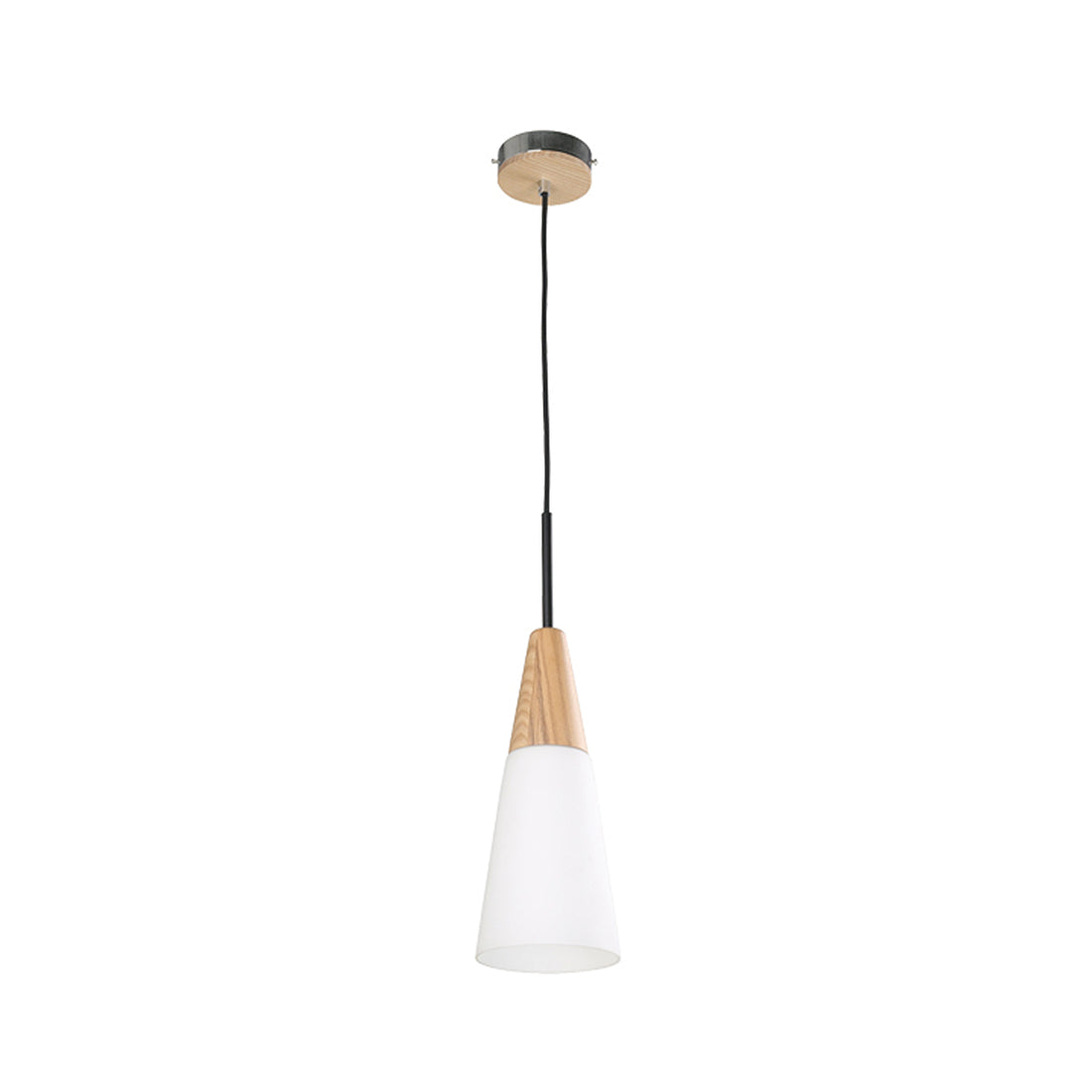 FINN Blonde Wood & Opal Glass Pendant Light