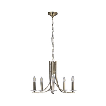 Corrine 5 Lights Chandelier Light - Antique Brass