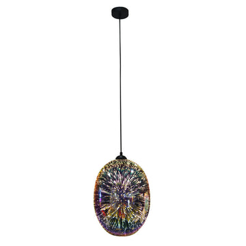 Moravian Glass Oval Pendant Light Chrome