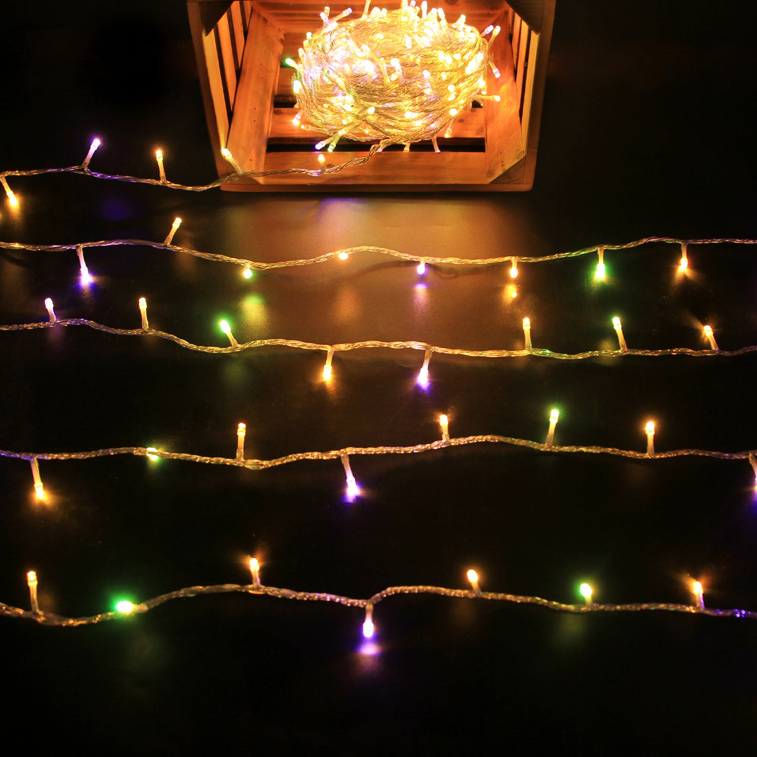 420 Dual Colour Connectable String Lights - Clear Cable