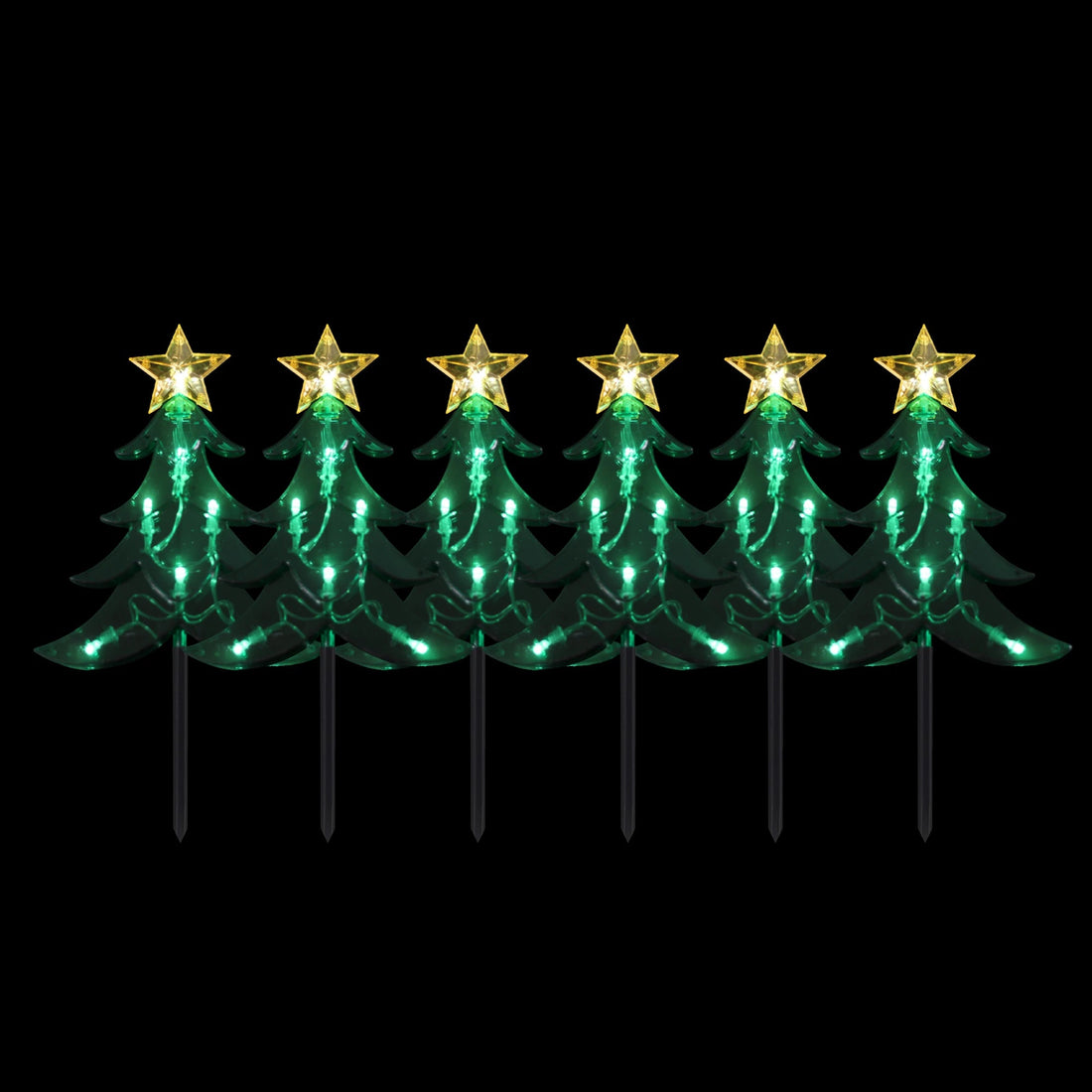 Dual Power Set of 6 LED Tree Stakes Path Light