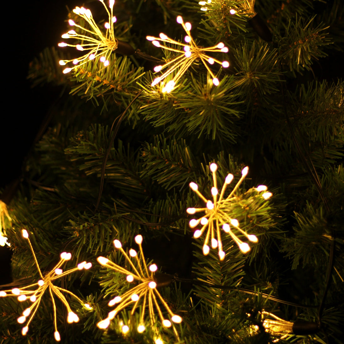 Micro LED Flowers String Light Chain - Dark Green/White Cord