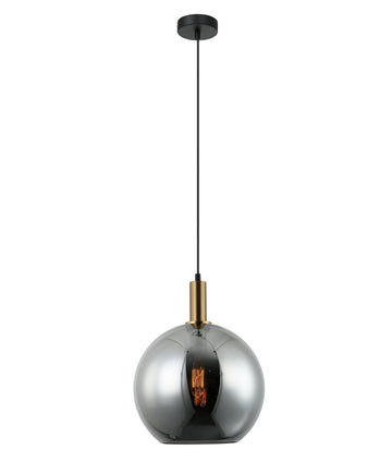 PATERA Interior Glass with Extended Bronze Highlight Pendant Light- Black Smoke