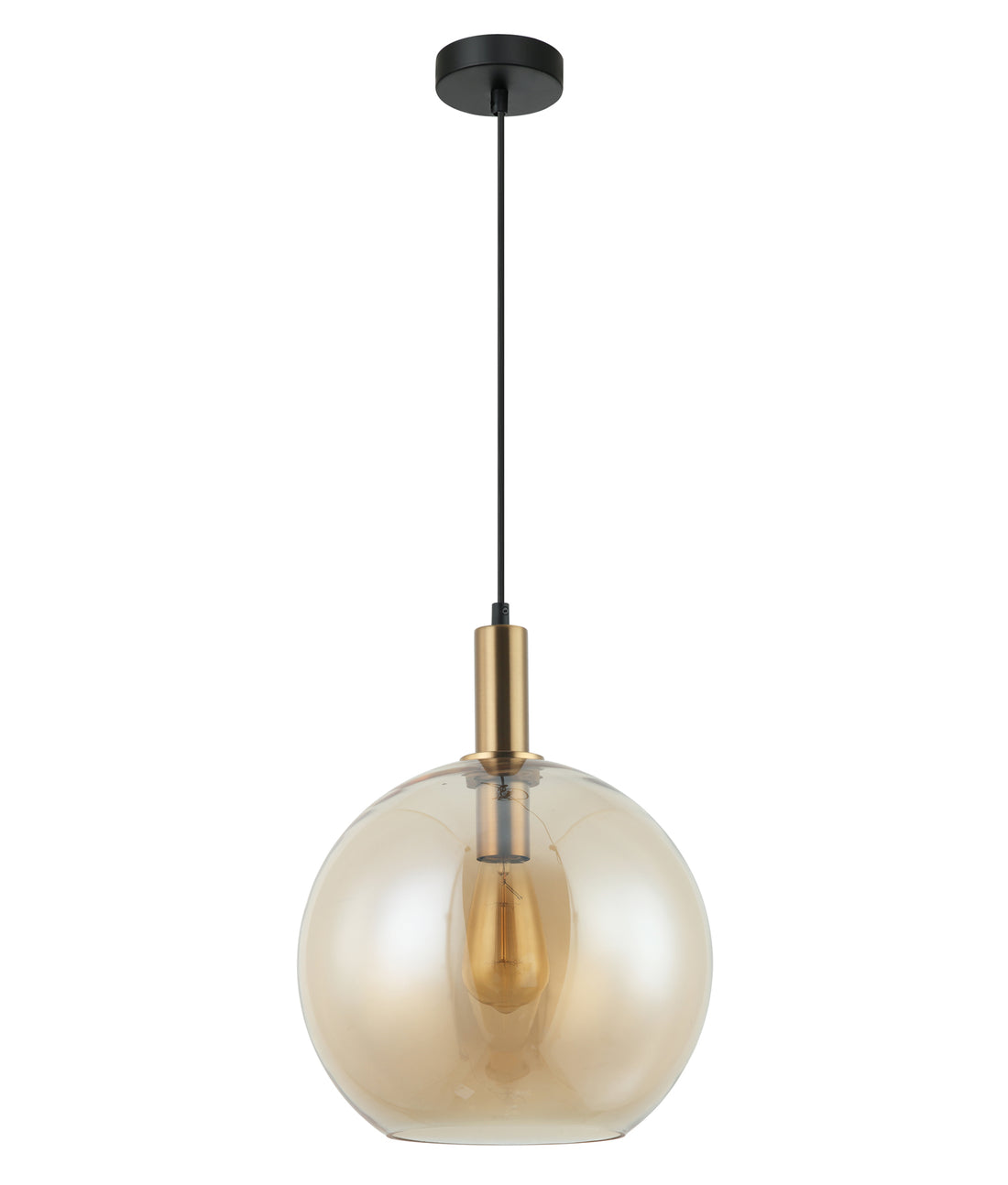 PATERA Interior Glass with Extended Bronze Highlight Pendant Light- Amber