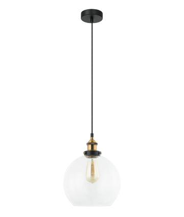 PESINI Interior Wine Glass with Antique Brass Highlight Pendant Light- Clear