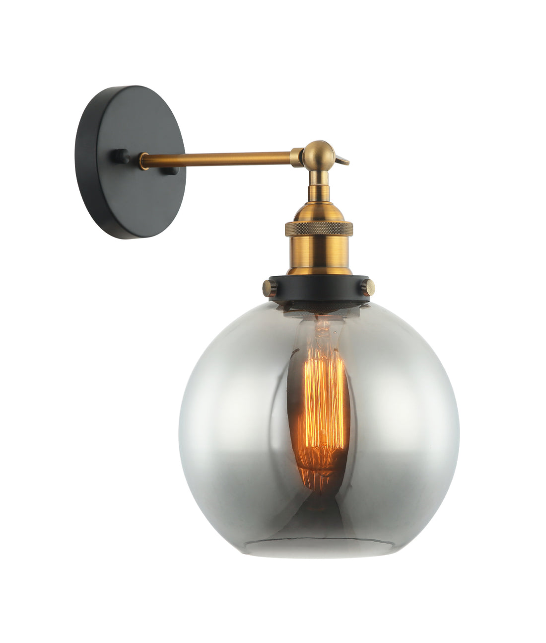 PESINI Interior Wine Glass with Antique Brass Highlight Wall Light-  Black Smoke