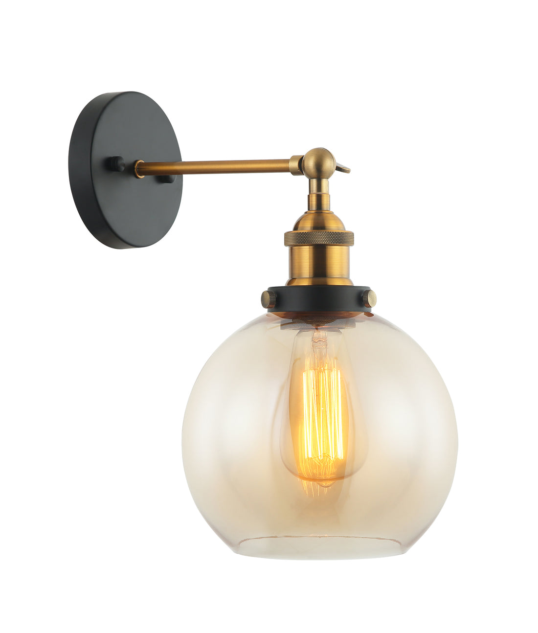 PESINI Interior Wine Glass with Antique Brass Highlight Wall Light- Amber