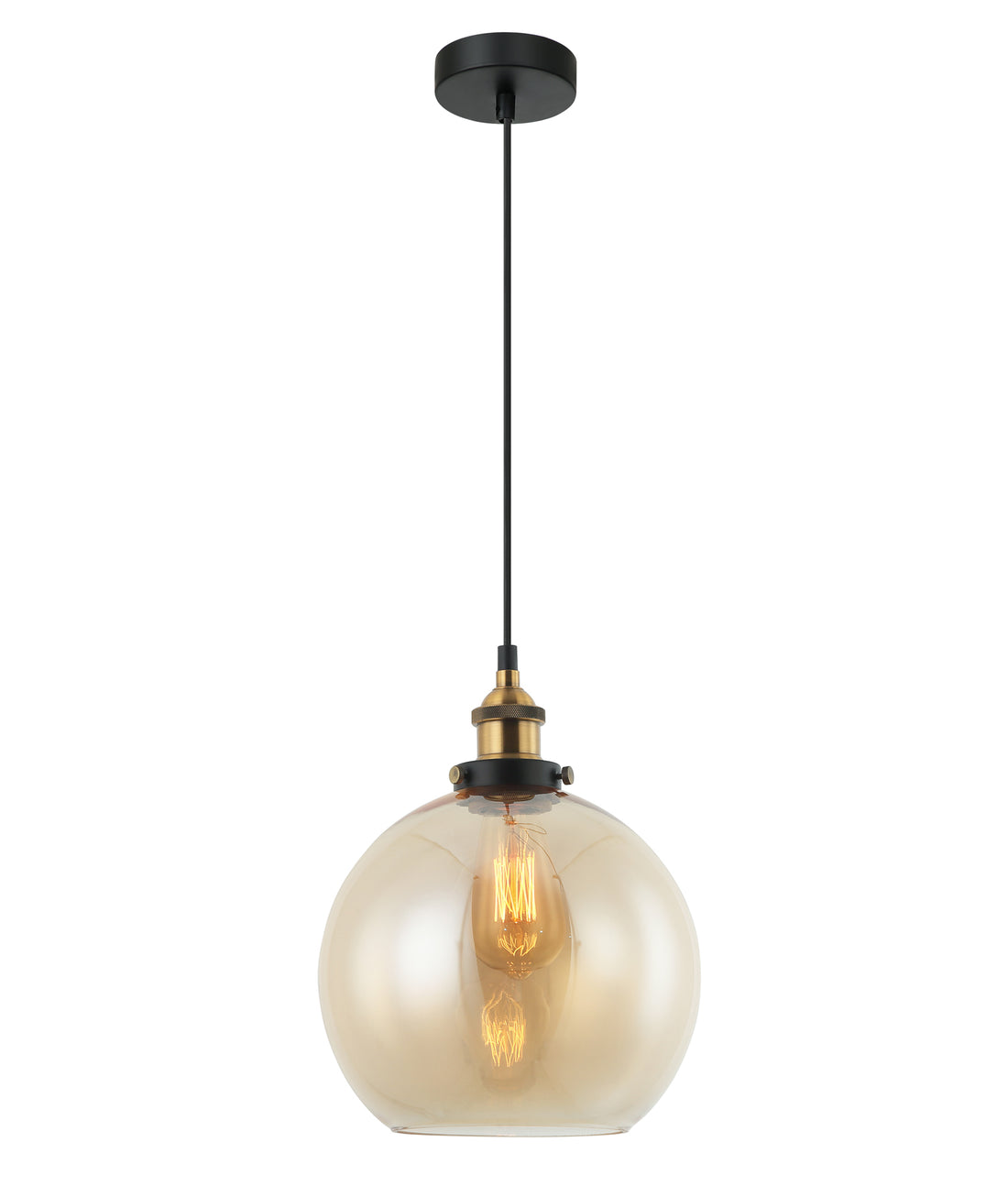 PESINI Interior Wine Glass with Antique Brass Highlight Pendant Light- Amber