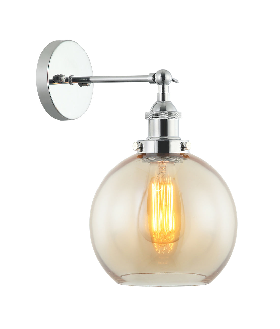 PESINI Interior Wine Glass with Chrome Highlight Wall Light- Amber