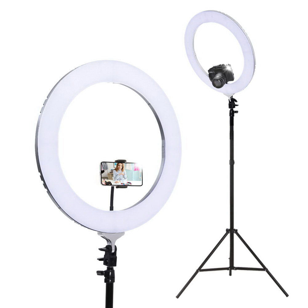 Embellir Ring Light 19 LED 6500K 5800LM Dimmable Diva With Stand Silver"