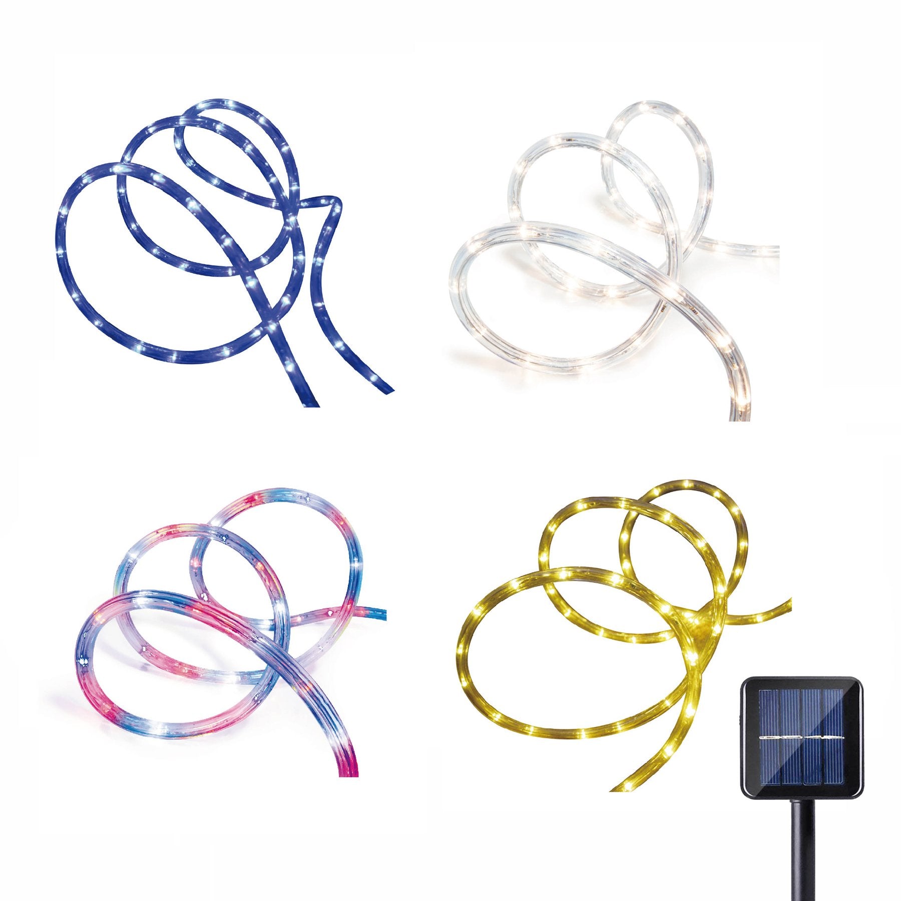 Solar Powered 10m LED Rope Light - 4 Colour Options