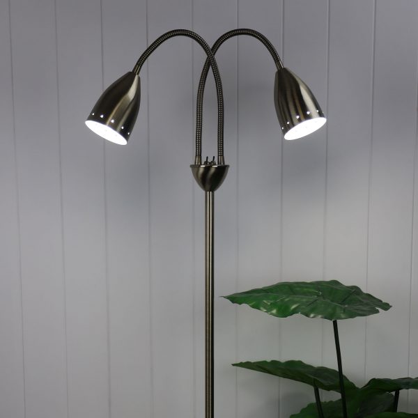 Stan Twin Floor Lamp Antique Brass