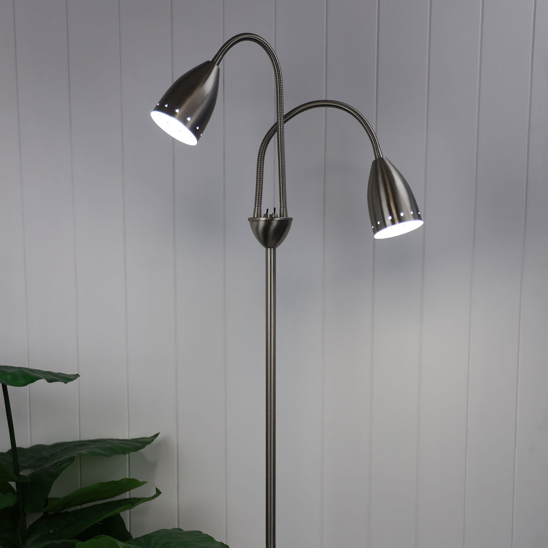 Stan Twin Floor Lamp Brushed Chrome