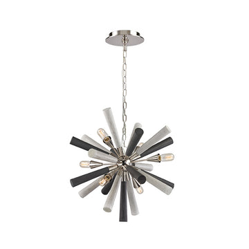 SPUTNIK Polished Nickel/Dark-Light Grey Washed Wood Pendant