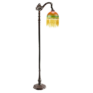 Beaded Edwardian Floor Lamp Amber Green