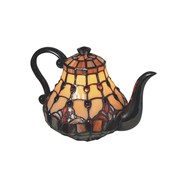 Red Tulip Teapot Leadlight Tiffany Table Lamp