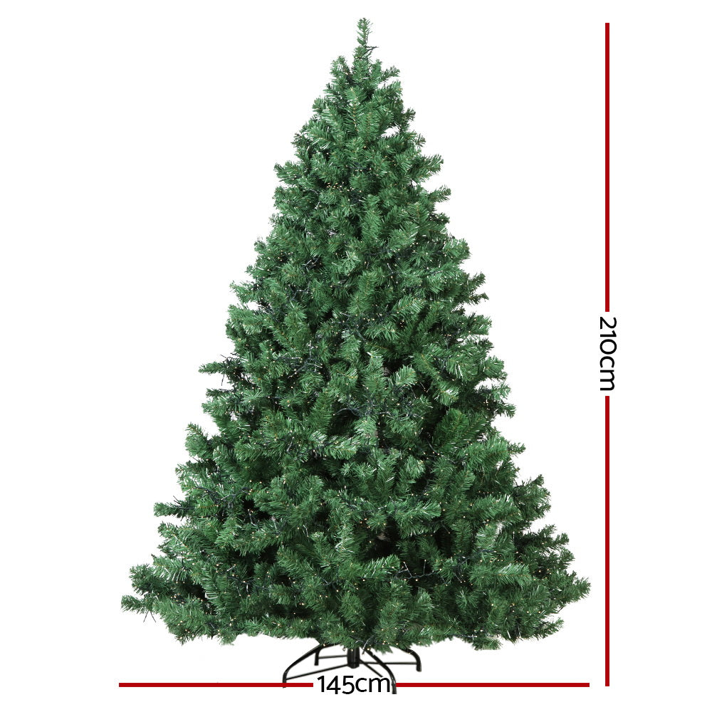 Jingle Jollys Christmas Tree 2.1M Xmas Tree with 3000 LED Lights Warm White