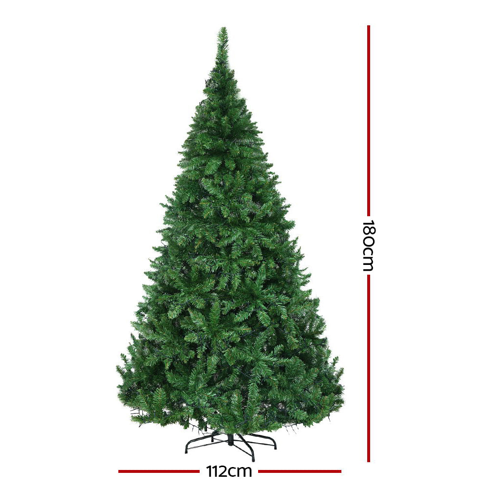 Jingle Jollys Christmas Tree 1.8M With 874 LED Lights Warm White Green