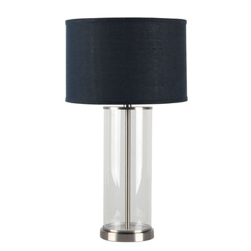 Left Bank Table Lamp - Nickel w Navy Shade